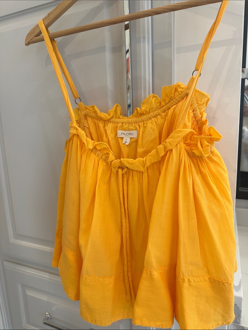 Pilcro Bright Yellow Ruffled Spaghetti Strap Camisole
